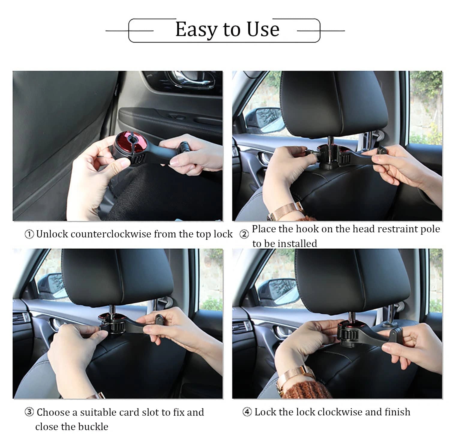 2-in-1 car seat hook & phone holder (pack of 2)
