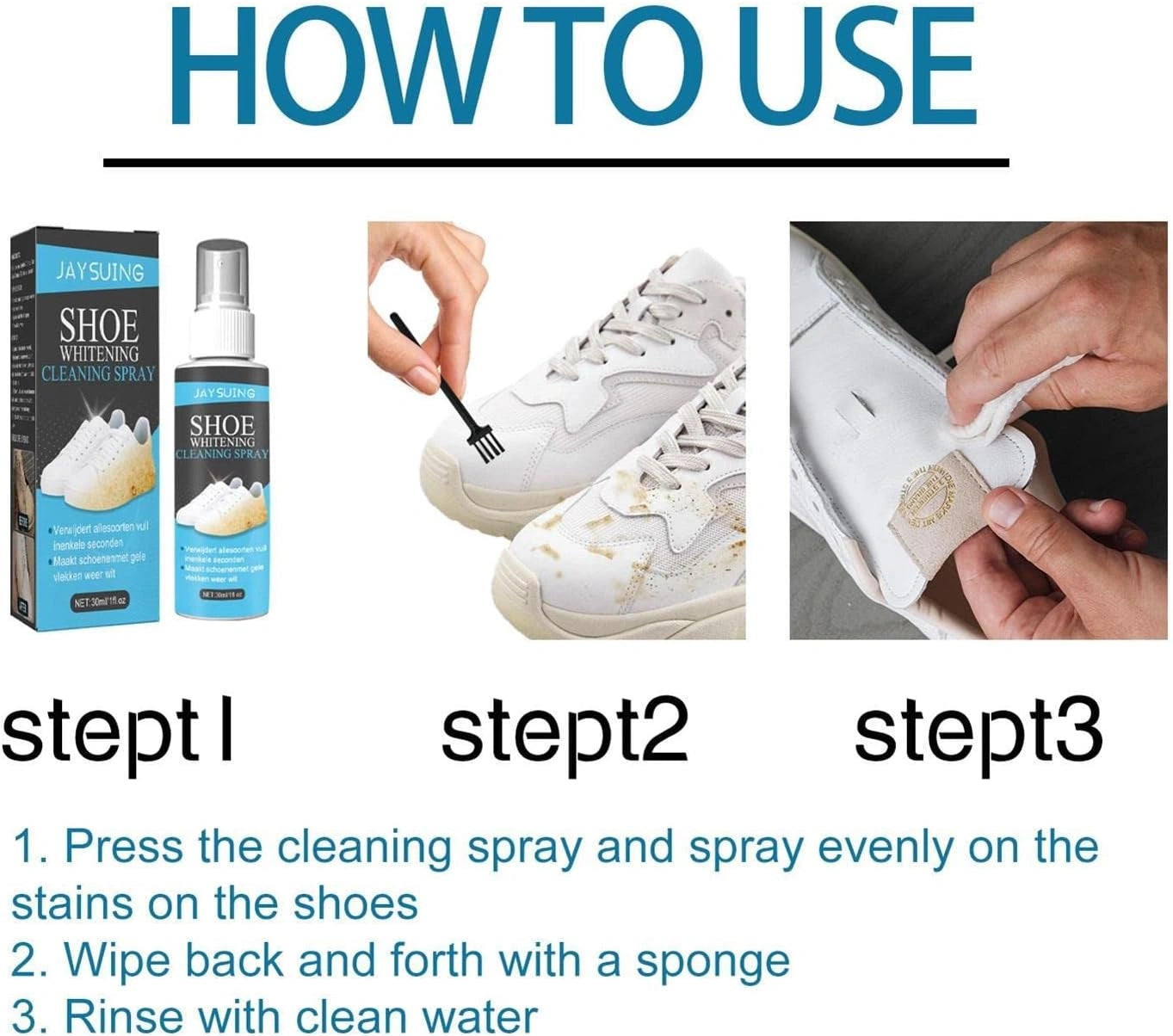 Multifunctional shoe whitener spray