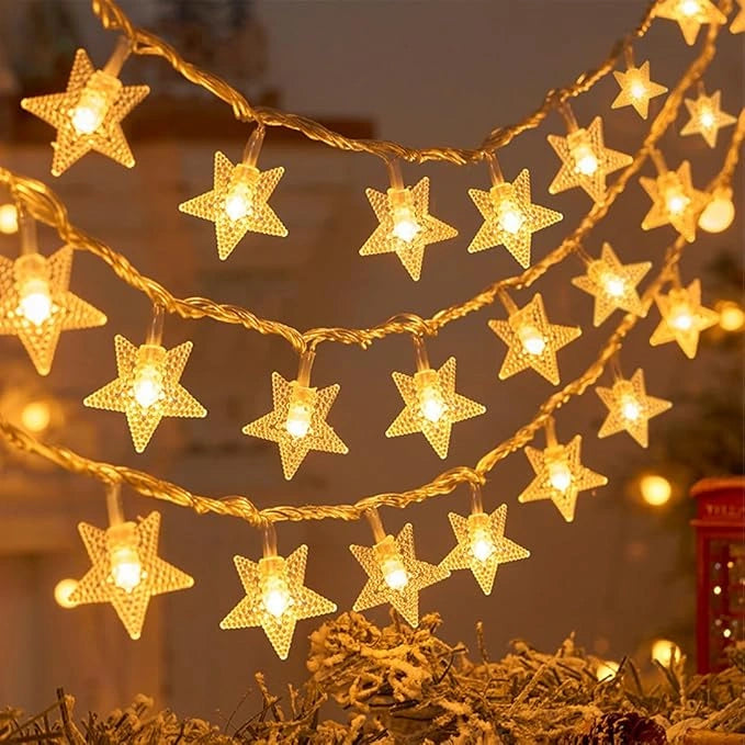 16 led star string lights – warm white