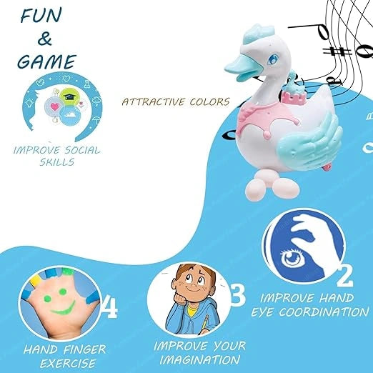 Musical swan egg-laying toy