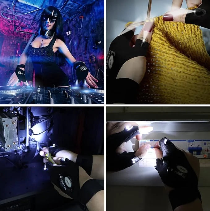 Led flashlight work gloves