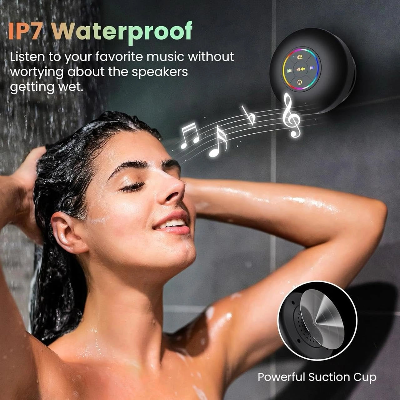 Waterproof bluetooth speaker with led