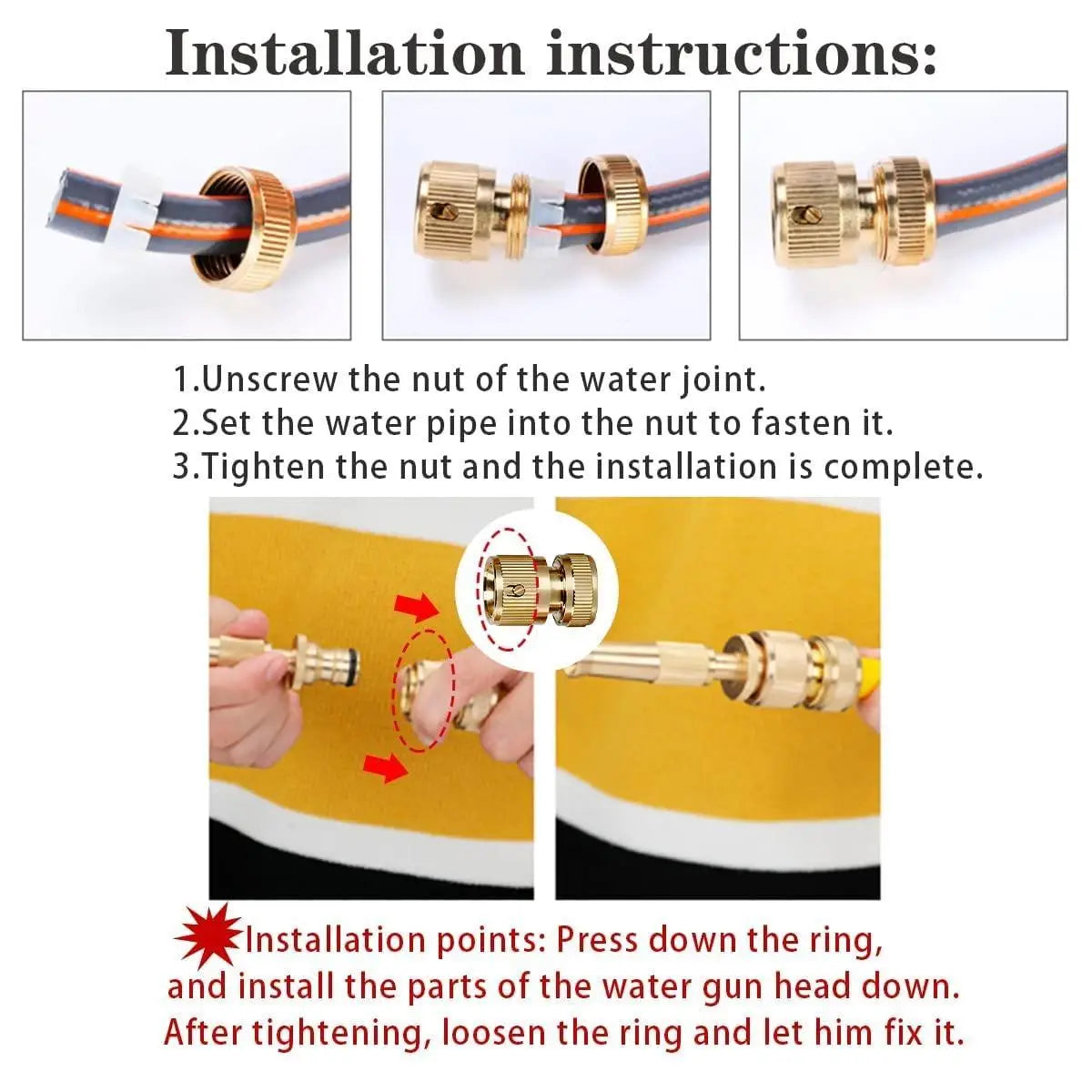 High pressure washing water nozzle (brass)