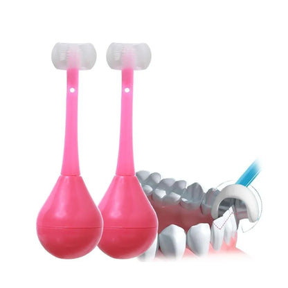 7327 toddler toothbrush - soft bristle - 3-sided training with silicone head inverted cleaning for aged 2-12 childrens