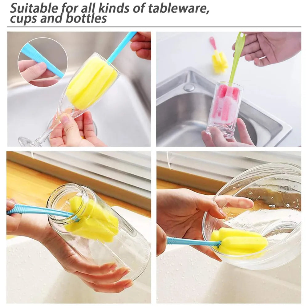 7443 sponge cup washing brush milk bottle cleaning kitchen water tea head household tool (20cm) - home &
