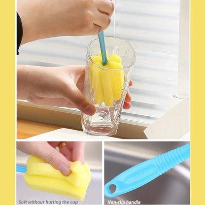 7443 sponge cup washing brush milk bottle cleaning kitchen water tea head household tool (20cm) - home &