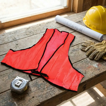 7453 economy safety vest soft vinyl with tie closure for identifying staff and volunteers adult pvc high visibility