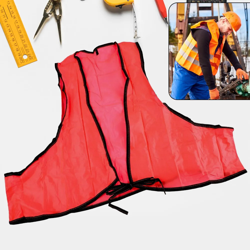 7453 economy safety vest soft vinyl with tie closure for identifying staff and volunteers adult pvc high visibility