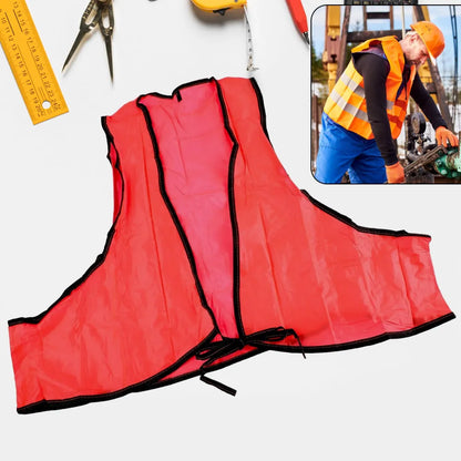7453 economy safety vest soft vinyl with tie closure for identifying staff and volunteers adult pvc high visibility