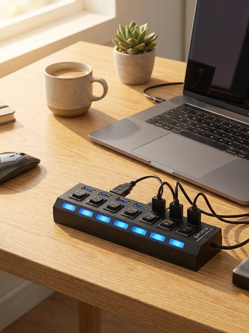7-Port USB Hub with Switches