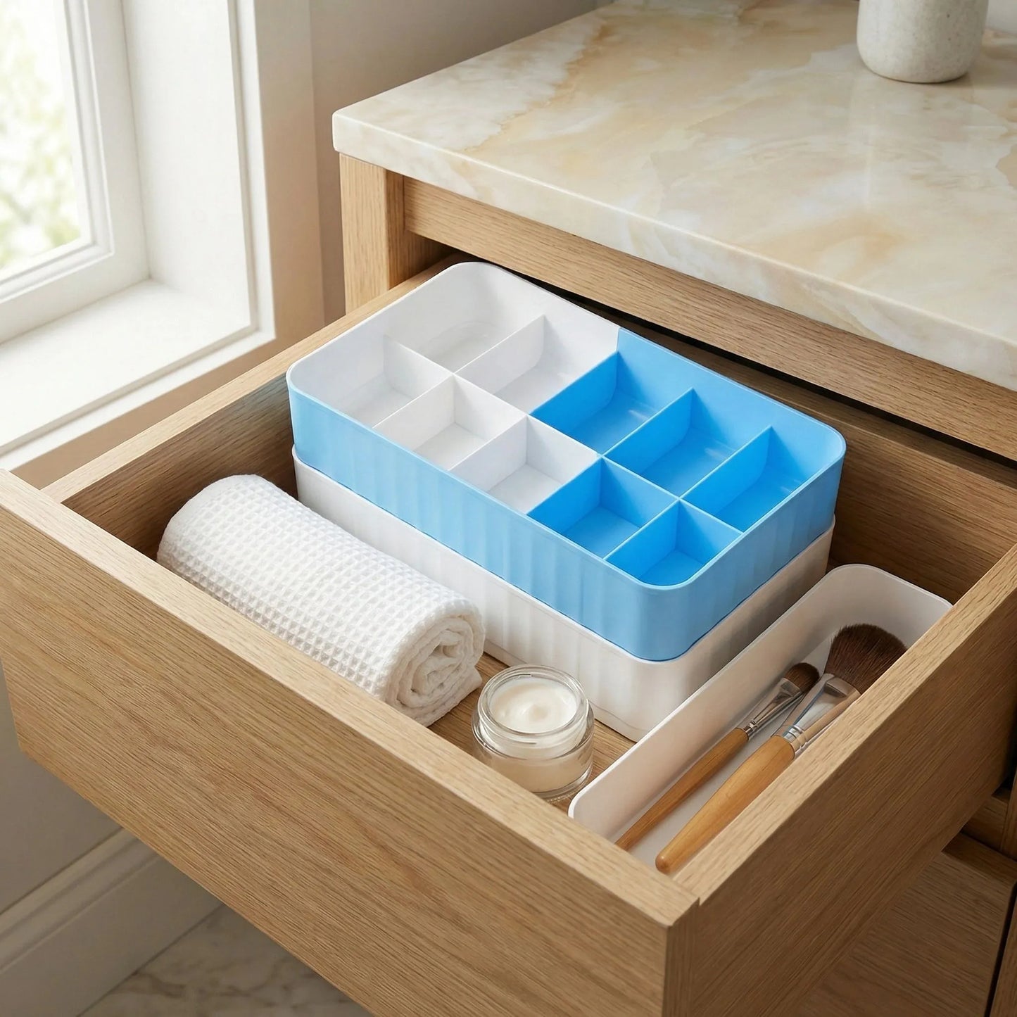 Multi-function Desktop Drawer Storage Box 10 Grid Underwear Socks Box (2 Pc Set)