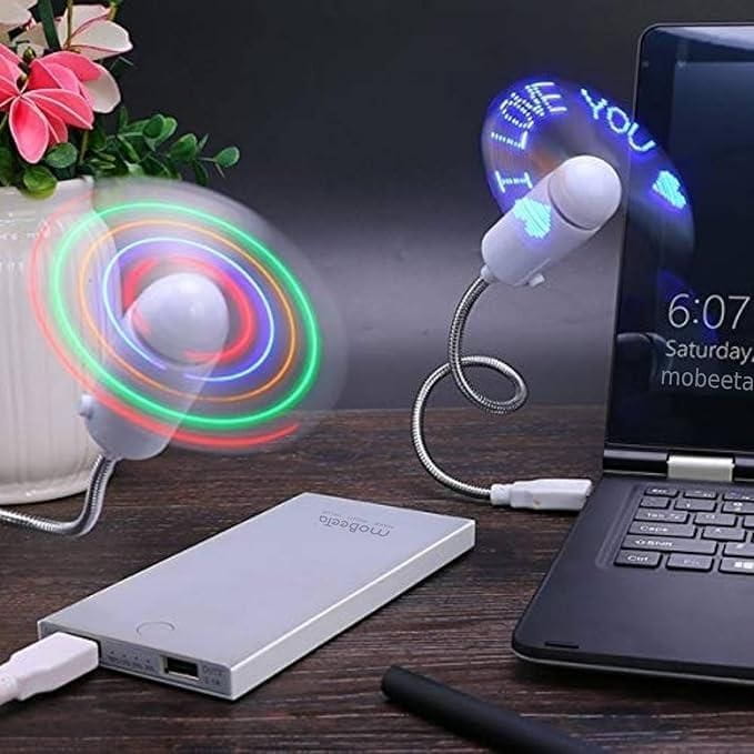 Usb led fan with programmable cd customized message