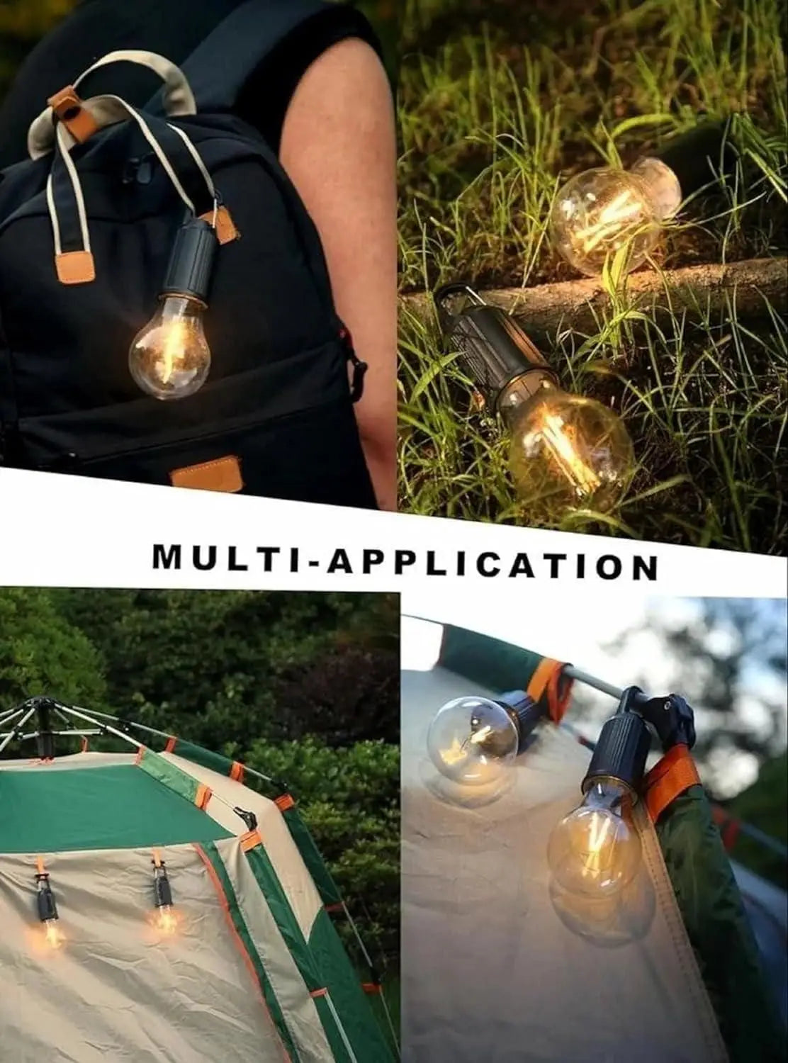 Decorative hanging bulb with 3 modes tent lamp for camping pac of 2