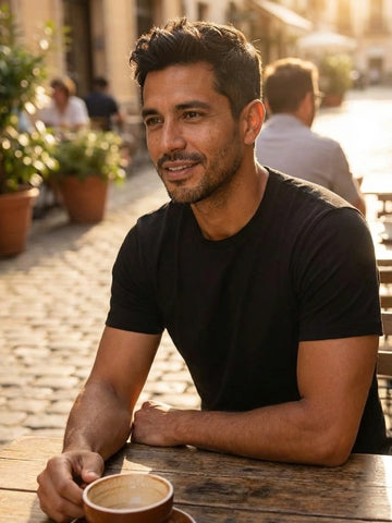 Men 4 Way Strecthable Round Neck T-shirt