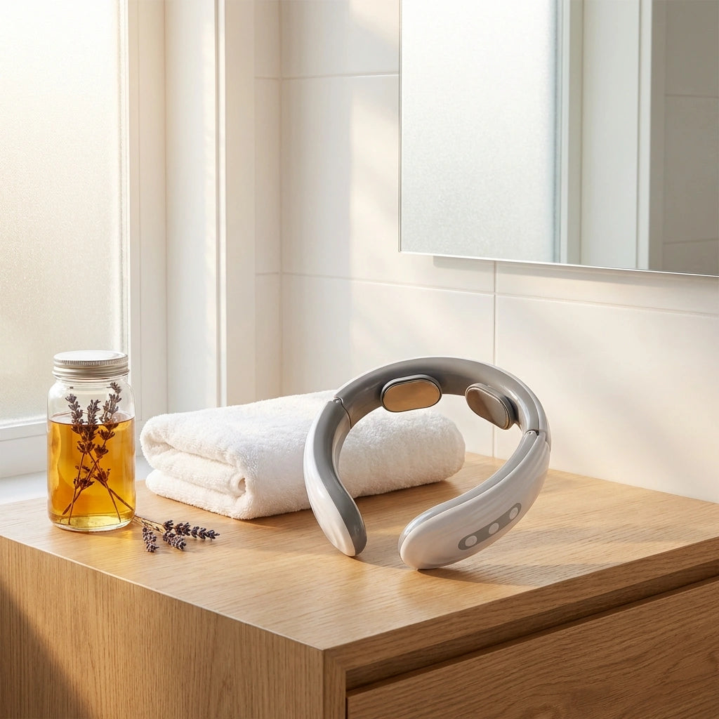 2 Heads Smart Electric Neck And Back Pulse Massager (1 Pc  Mix Design)