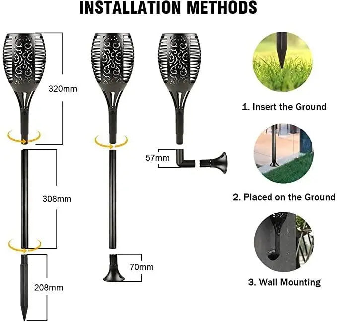 Solar flame torch – 96 led