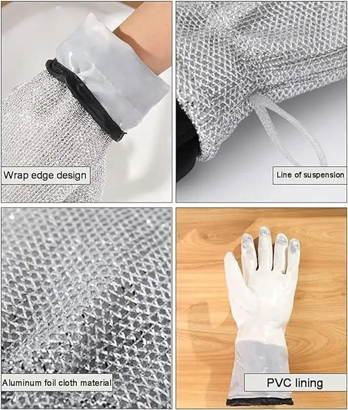 Reusable kitchen dishwashing gloves (1 pair)