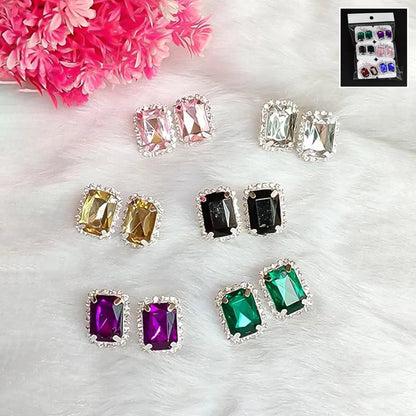 Diamond Gemstone stud Earrings Set - Bracelets
