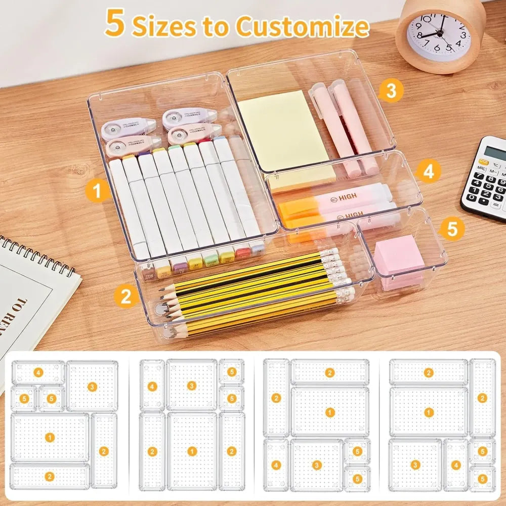 7pcs drawer organizer tray – white