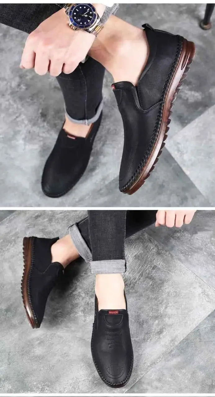 Men leather soft casual shoes