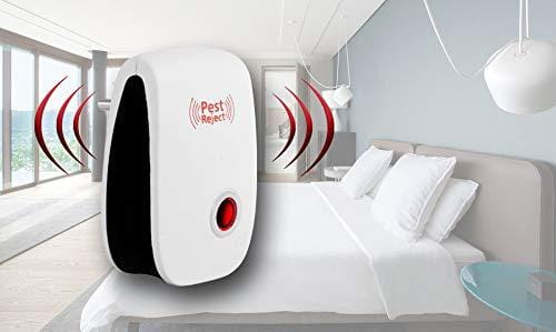 Ultrasonic pest repeller machine for mosquito rats cockroach home plug in electric repellent control reject aid (red)