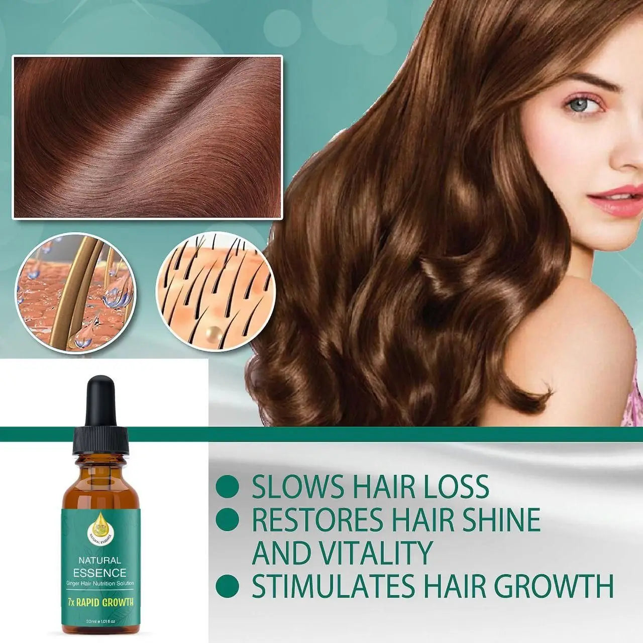 Natural essence ginger hair nutrition solution 7* rapid growth 30ml