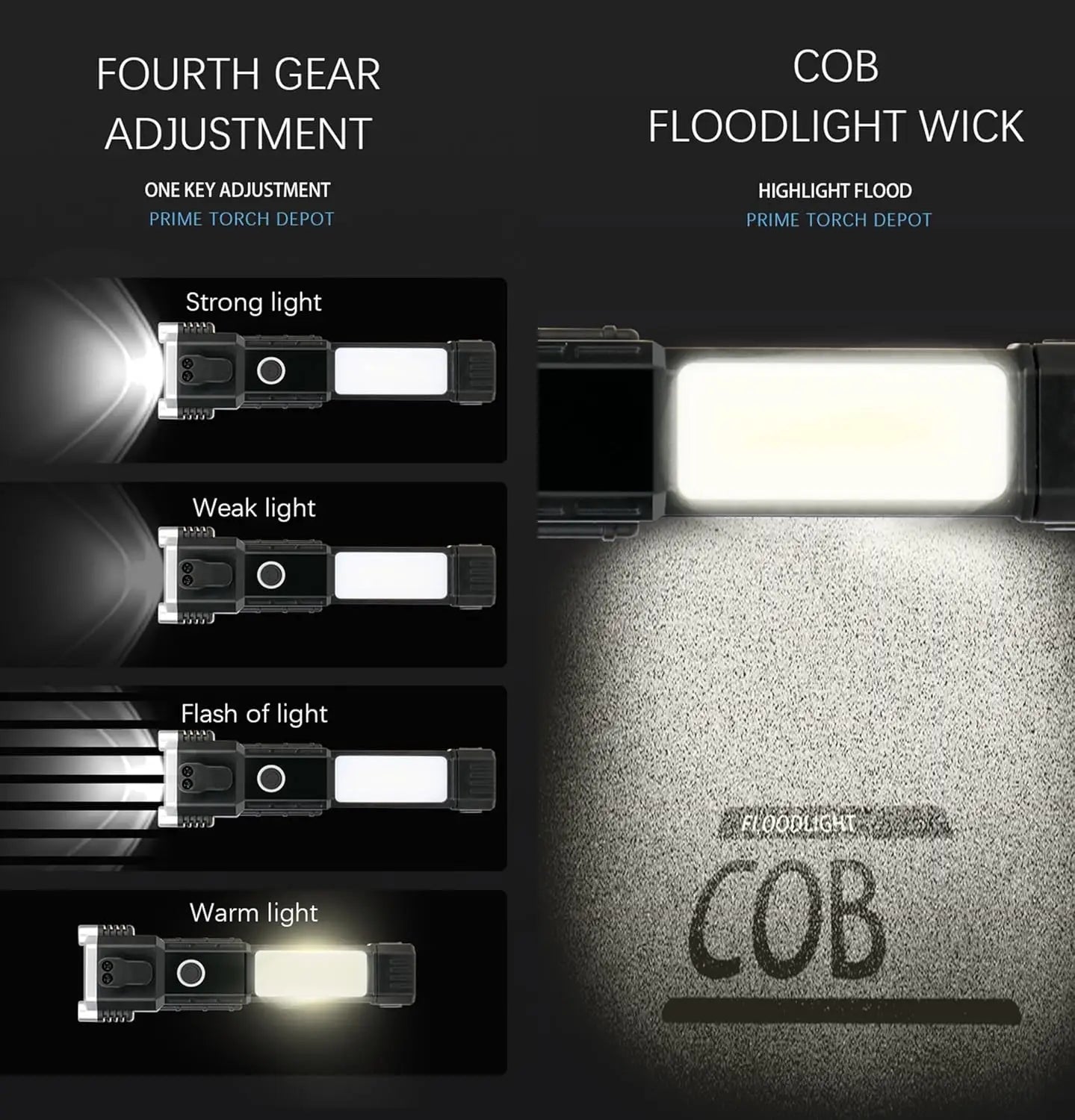 Torch led flashlight with powerbank