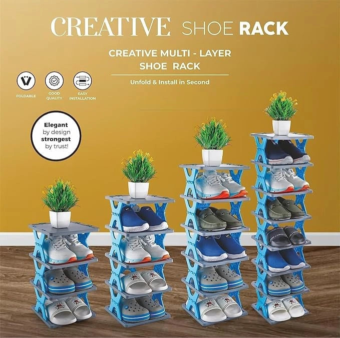 Smart foldable 4-layer shoe rack