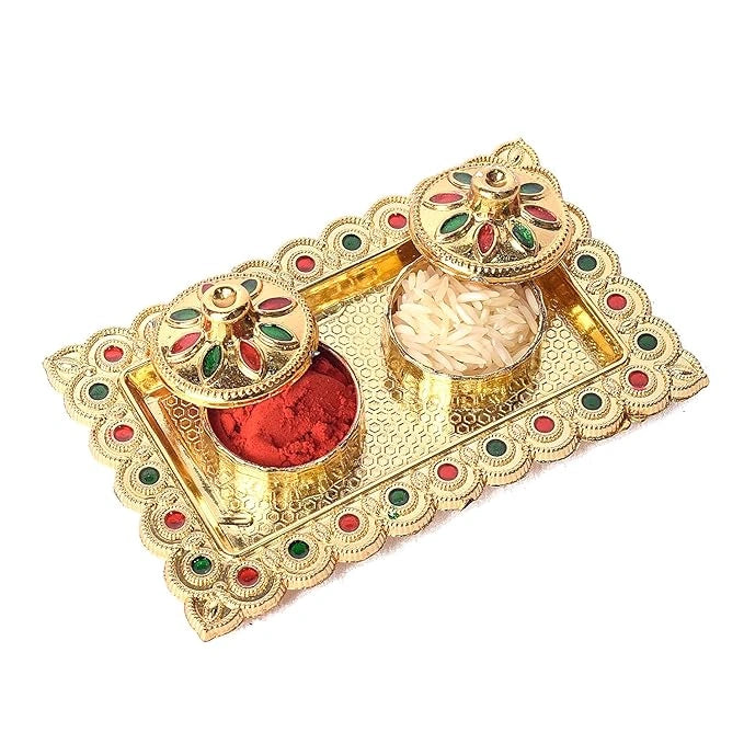 Decorative puja thali plate