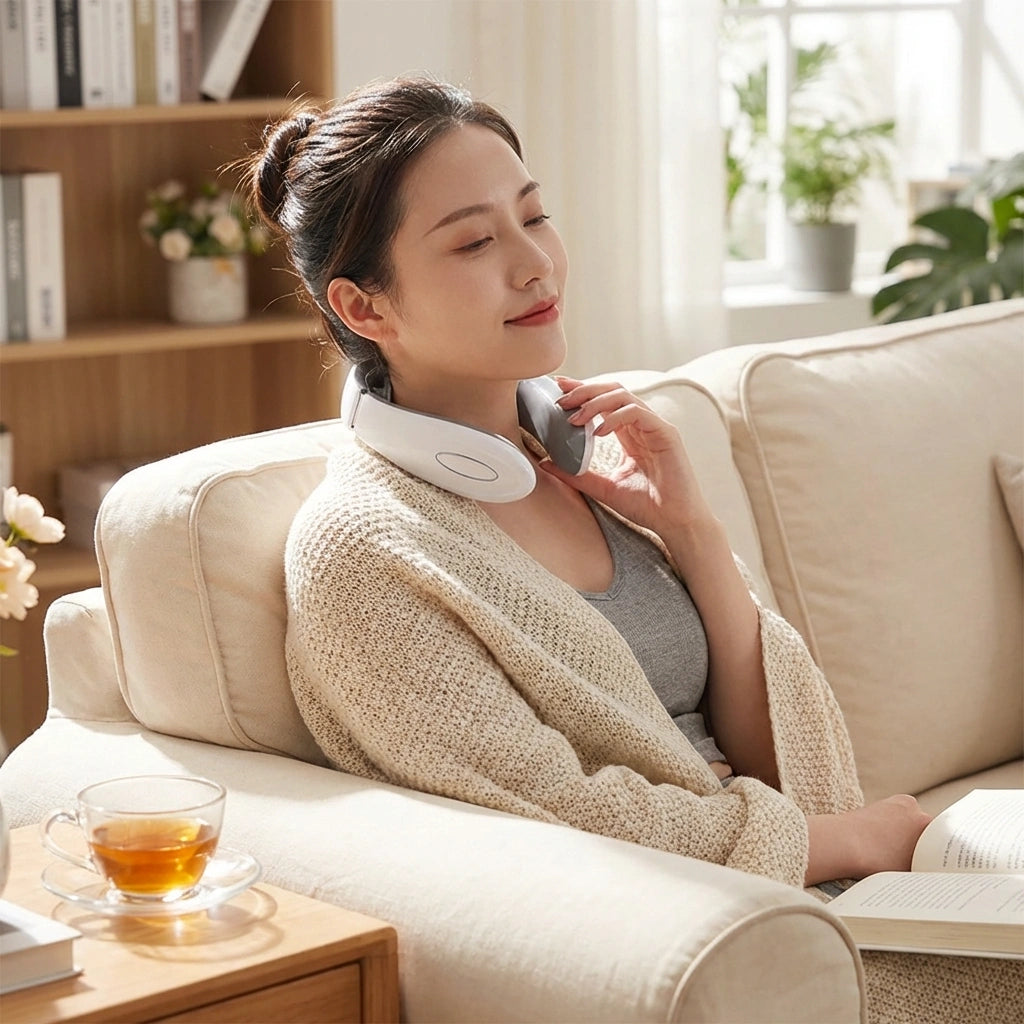 2 Heads Smart Electric Neck And Back Pulse Massager (1 Pc  Mix Design)