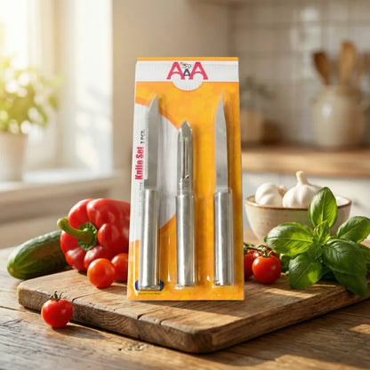 8243 stainless steel multipurpose sharp cutting knife with non-slip handle for fruit meat and vegetable chopping (pack