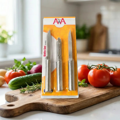 8243 stainless steel multipurpose sharp cutting knife with non-slip handle for fruit meat and vegetable chopping (pack