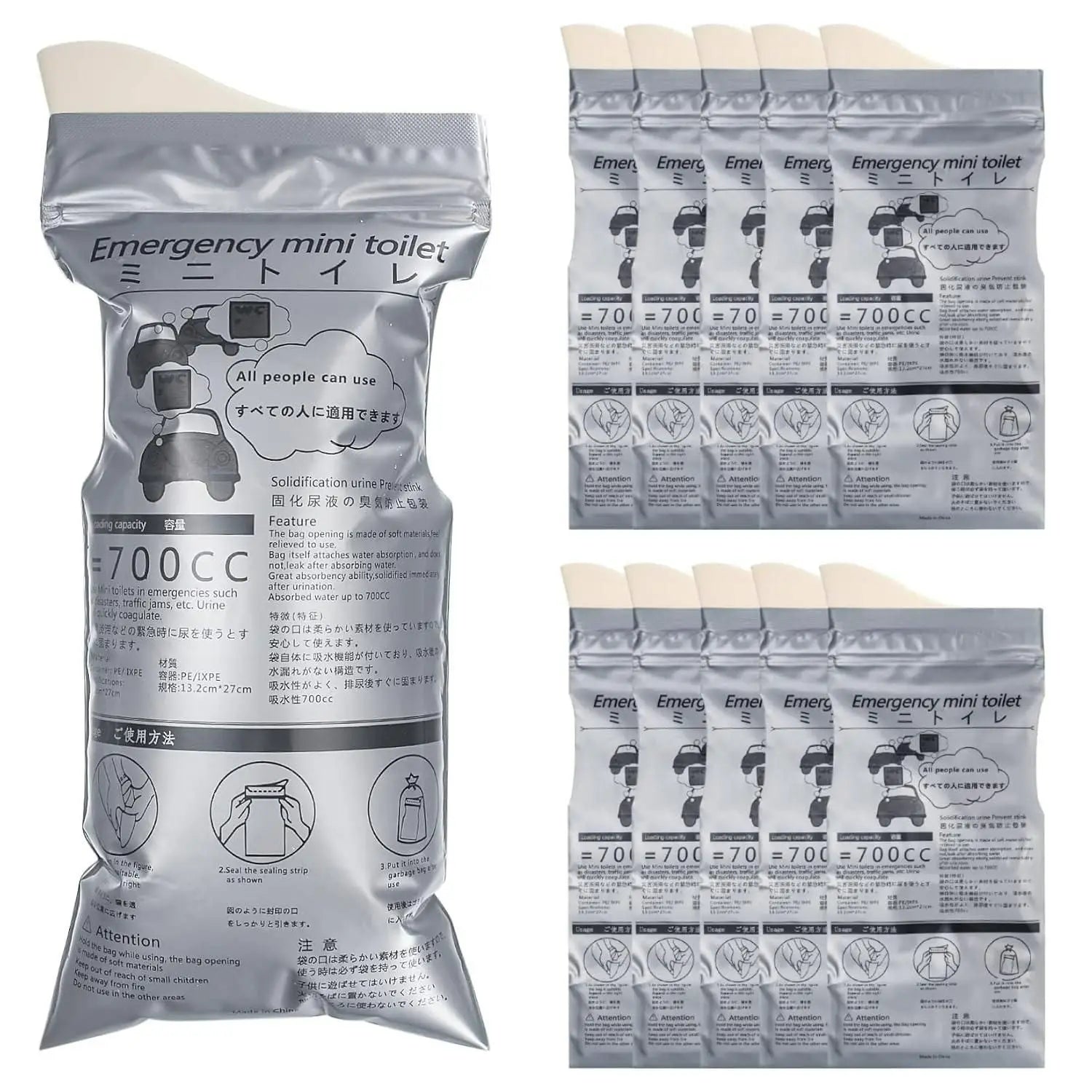 Emergency mini toilet-urine bag (pack of 4)