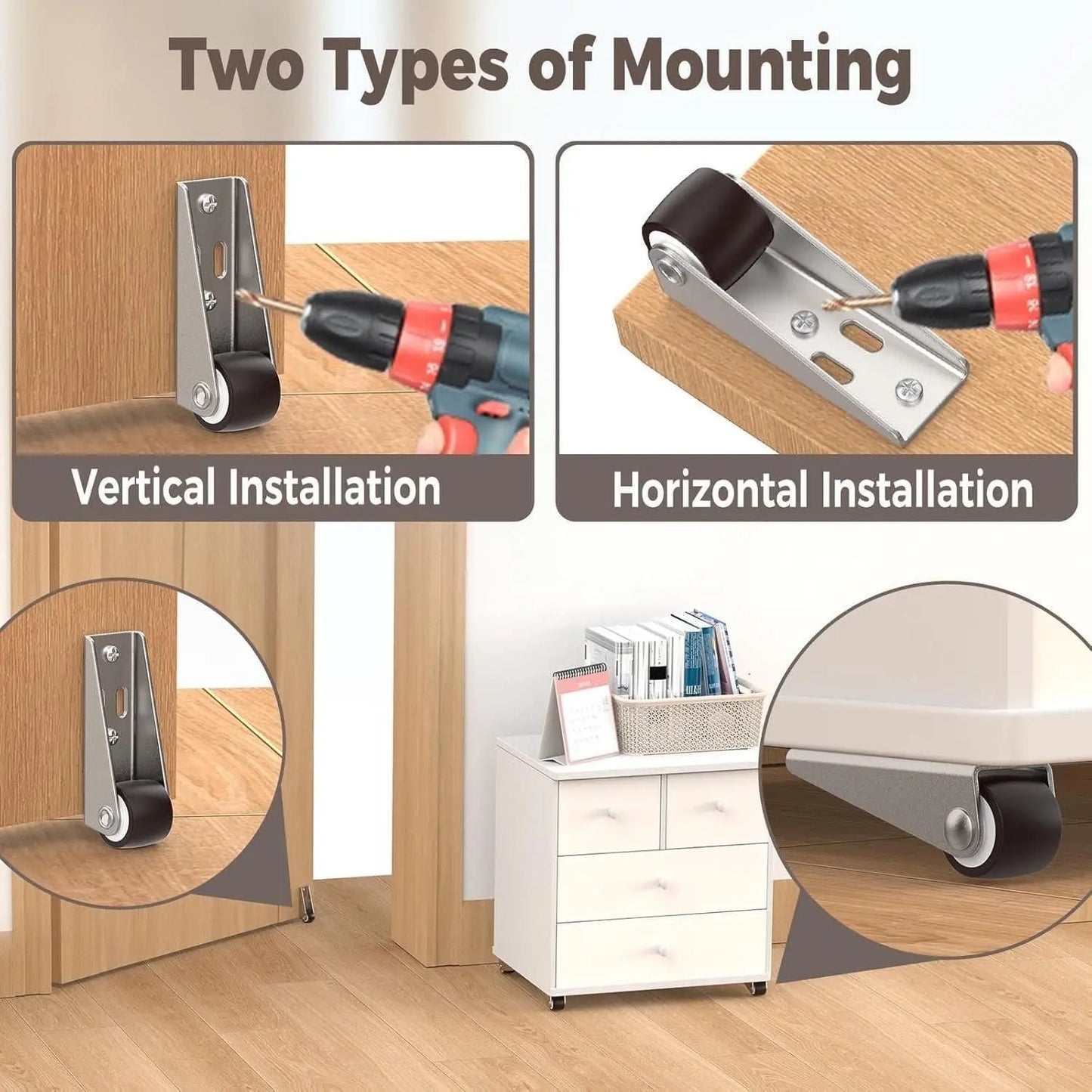 4 Pcs Metal Caster Wheels