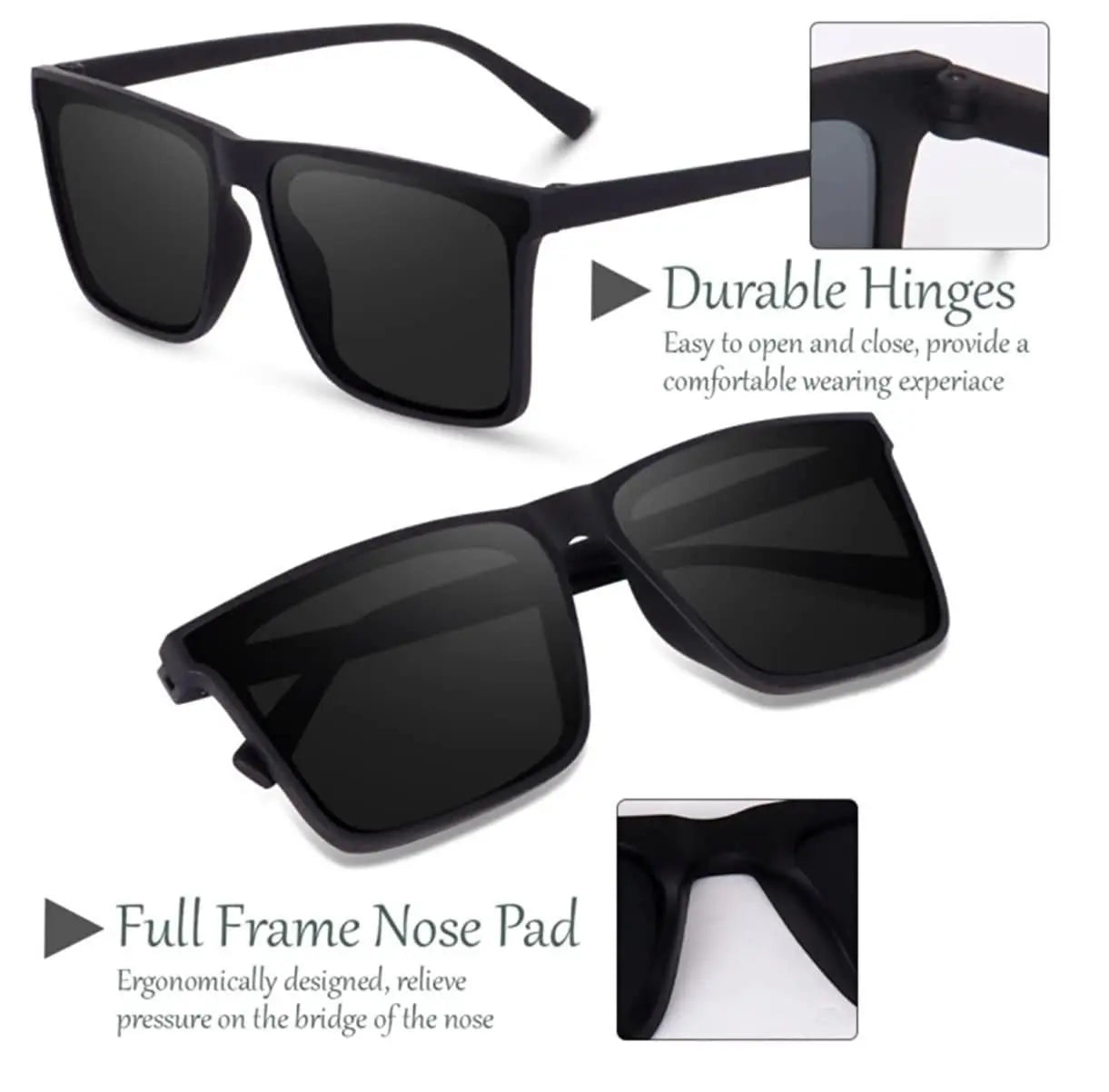 Polarized square sunglasses