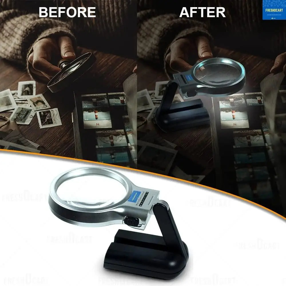 3 in 1 portable magnifying lens hand-held folding magnifier glass with led lights