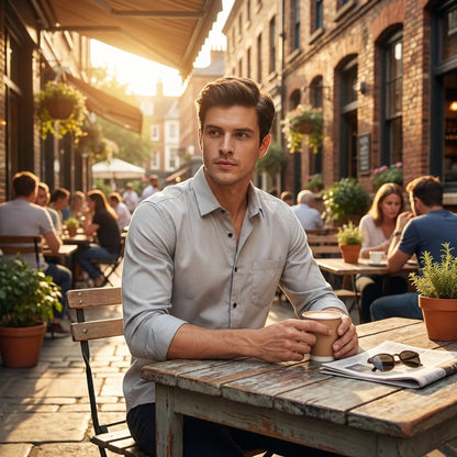 Men's Satin Casual Shirt – Grey