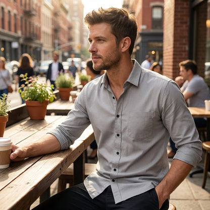 Men's Satin Casual Shirt – Grey