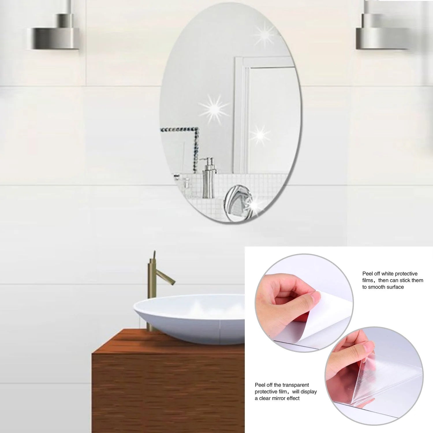 Oval 3d mirror sticker