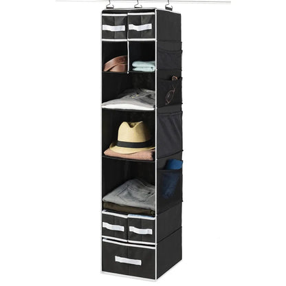 9 shelf hanging closet organizer with 5 drawer organizers - home improvement