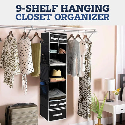 9 shelf hanging closet organizer with 5 drawer organizers - home improvement
