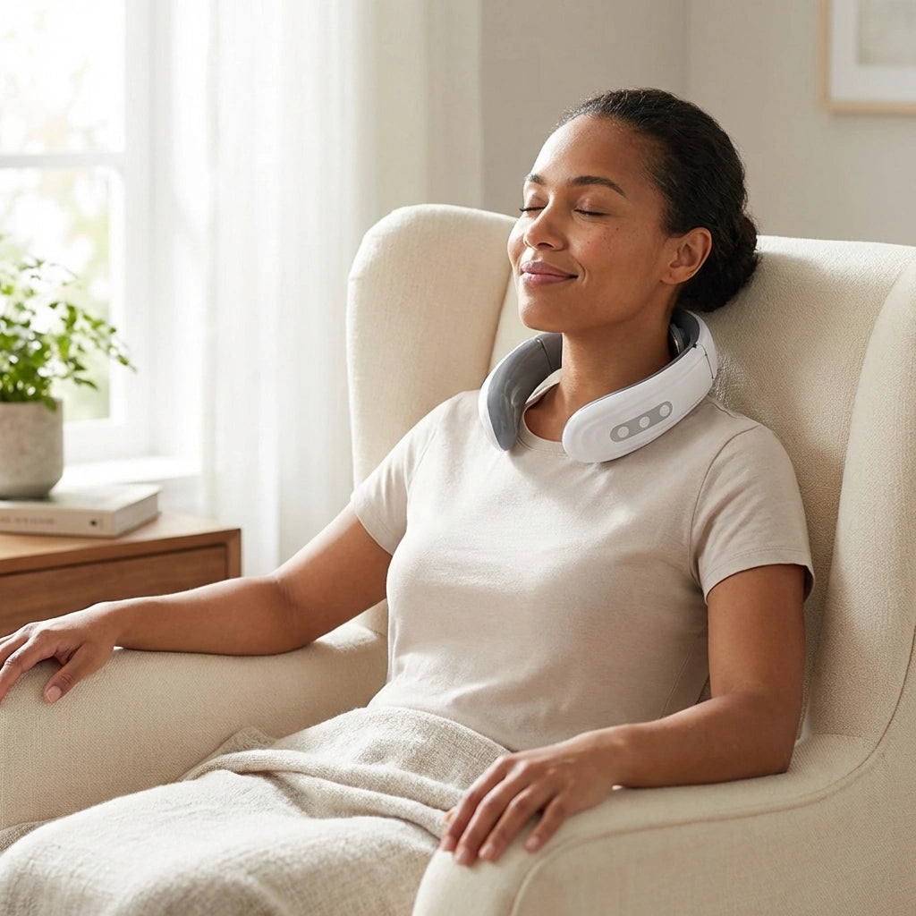 2 Heads Smart Electric Neck And Back Pulse Massager (1 Pc  Mix Design)