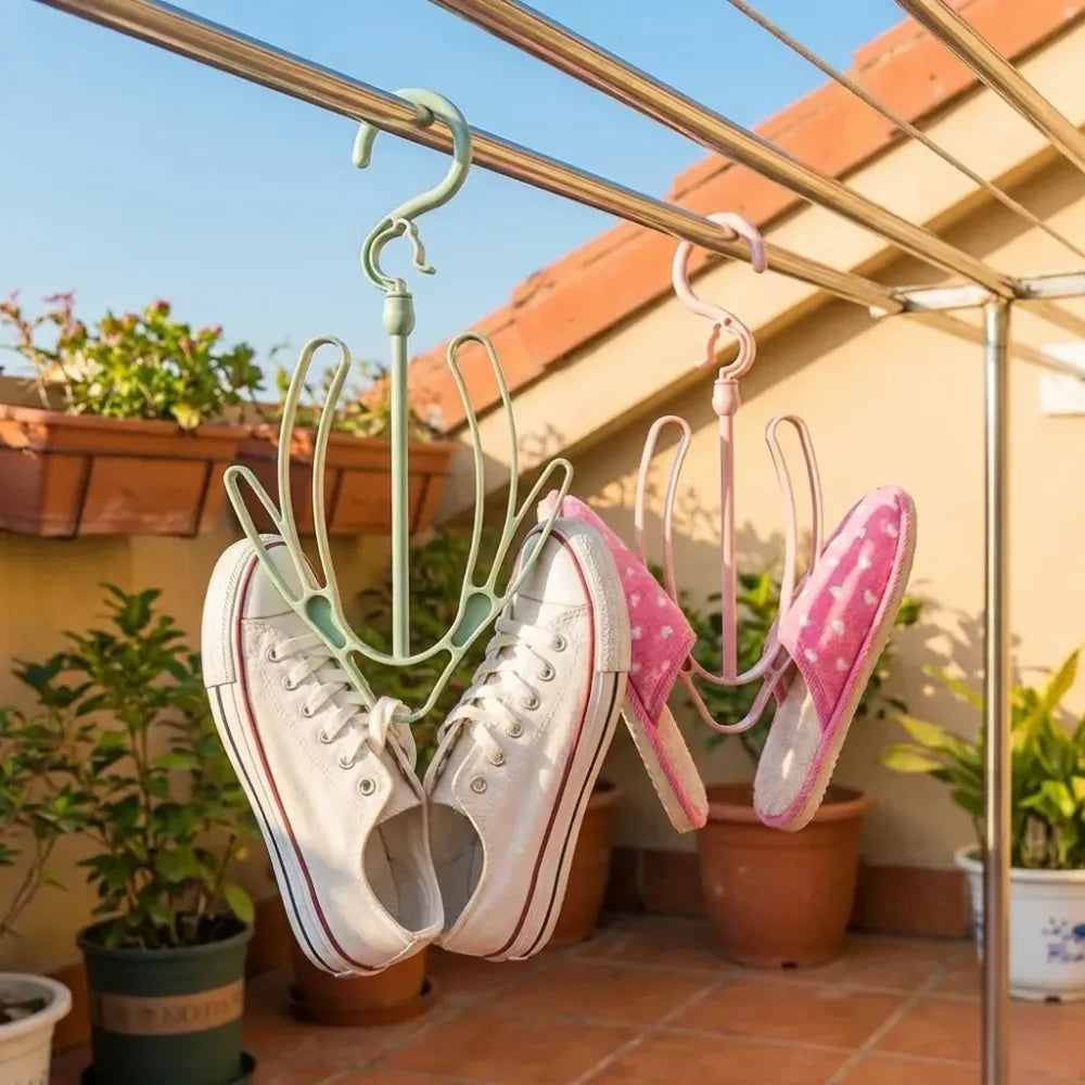 9136 shoes drying hanger rotatable shoe hanging racks for balcony closet (1pc) - home improvement
