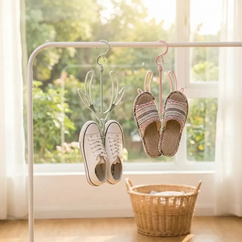 9136 shoes drying hanger rotatable shoe hanging racks for balcony closet (1pc) - home improvement
