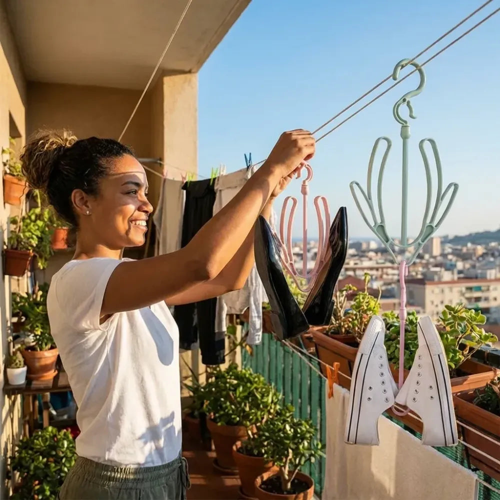 9136 shoes drying hanger rotatable shoe hanging racks for balcony closet (1pc) - home improvement