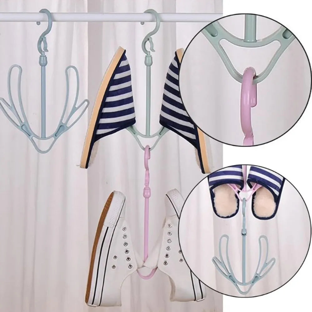 9136 shoes drying hanger rotatable shoe hanging racks for balcony closet (1pc) - home improvement