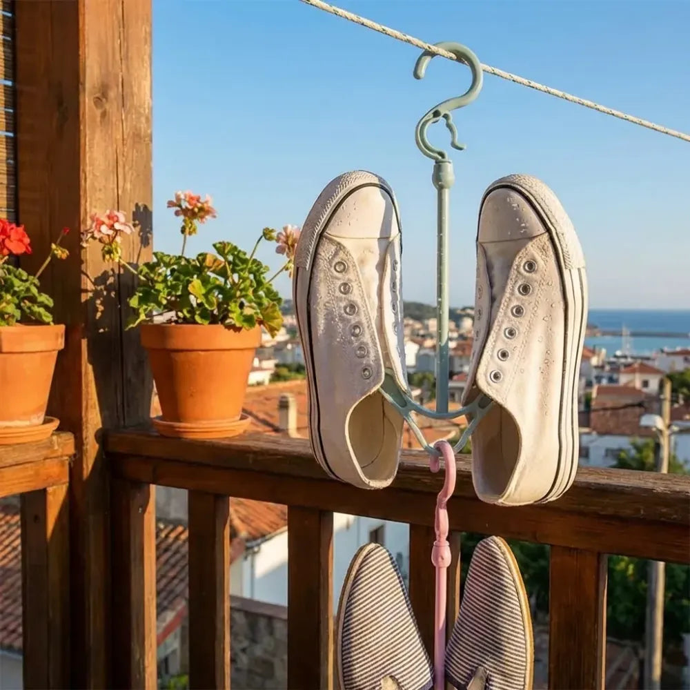 9136 shoes drying hanger rotatable shoe hanging racks for balcony closet (1pc) - home improvement