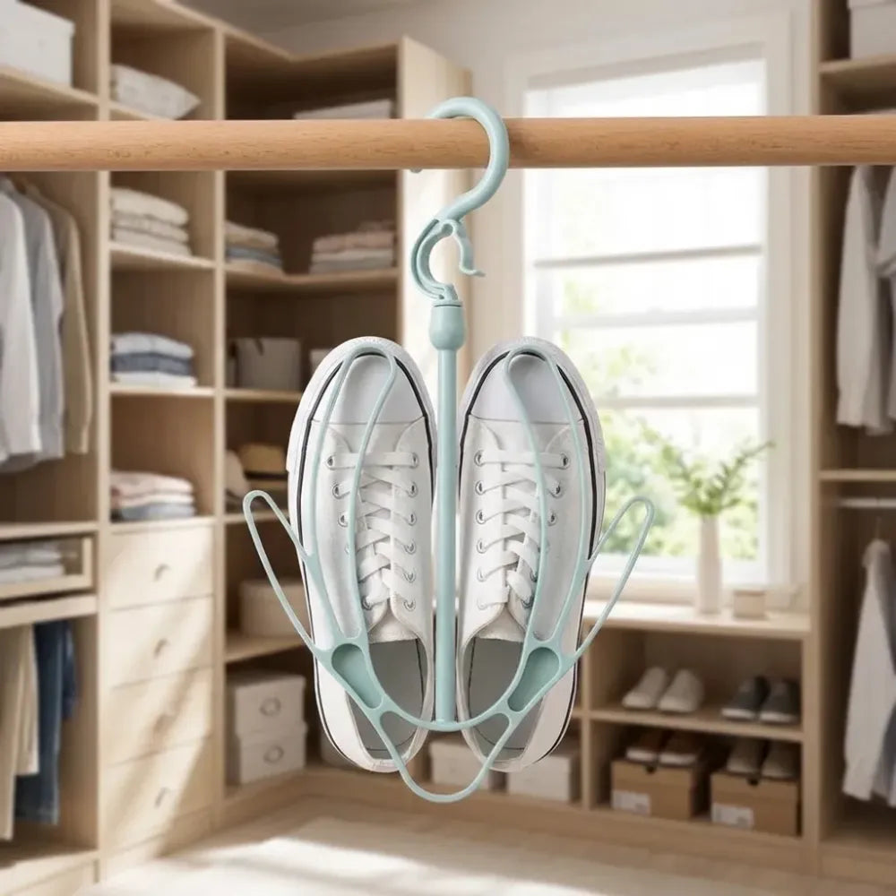 9136 shoes drying hanger rotatable shoe hanging racks for balcony closet (1pc) - home improvement