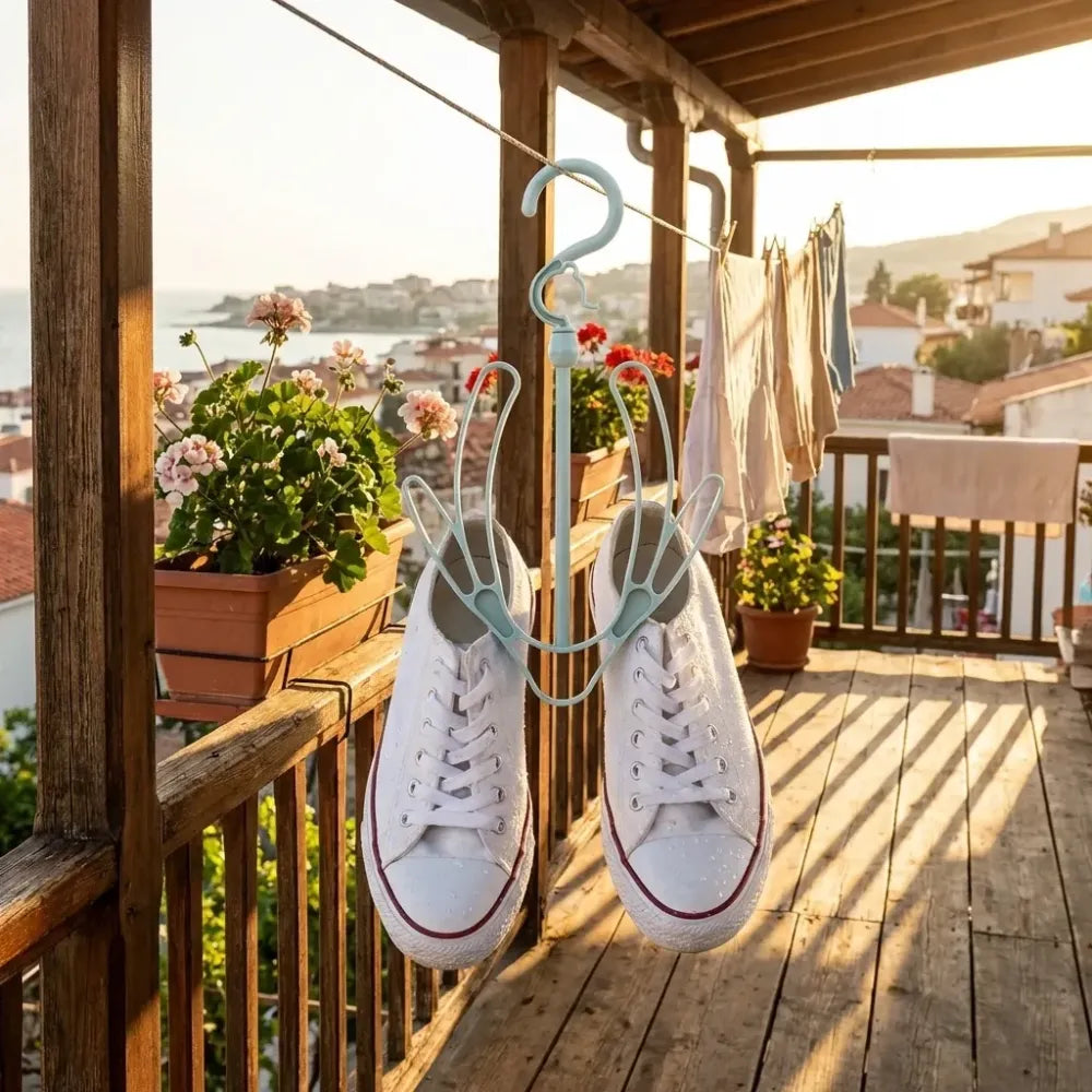 9136 shoes drying hanger rotatable shoe hanging racks for balcony closet (1pc) - home improvement