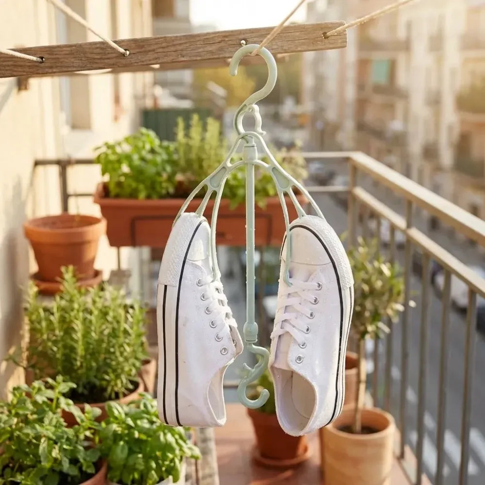 9136 shoes drying hanger rotatable shoe hanging racks for balcony closet (1pc) - home improvement